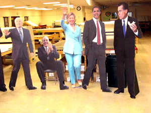 cardboard cutouts of people